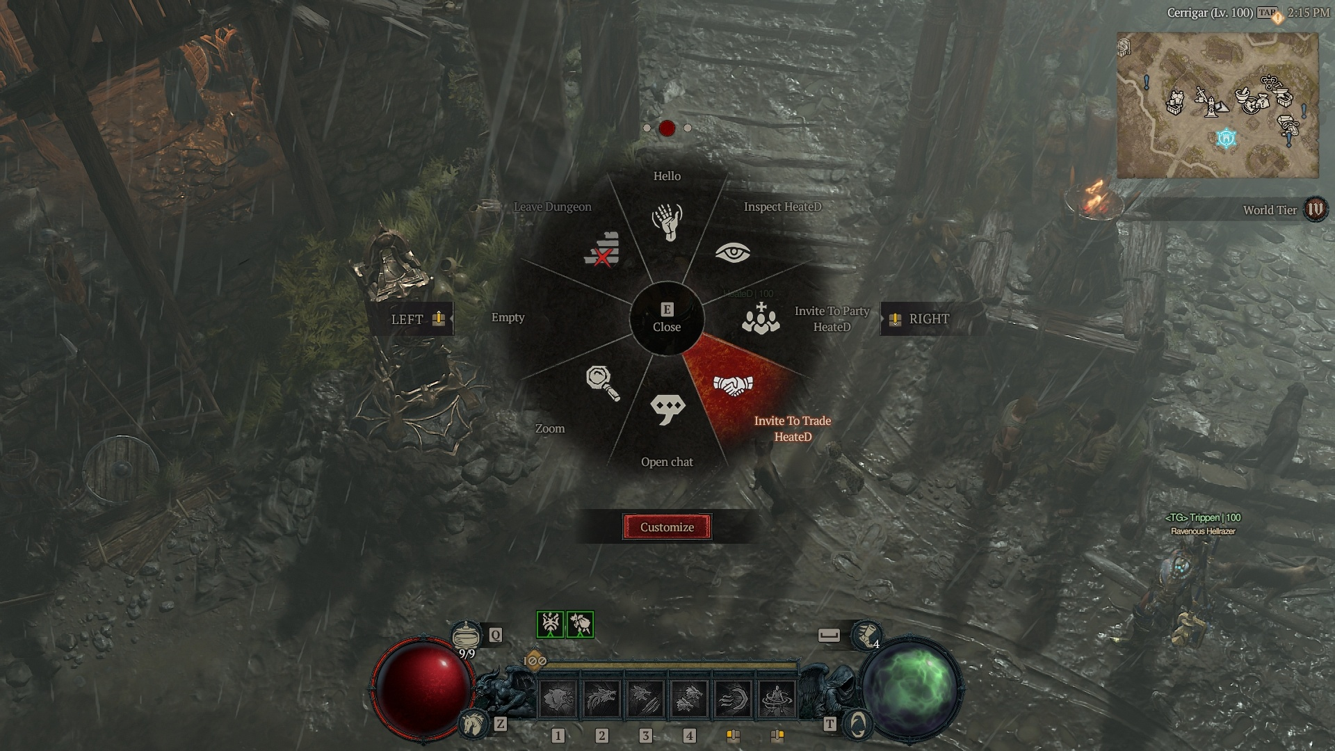 Trading valuable items in Diablo 4.